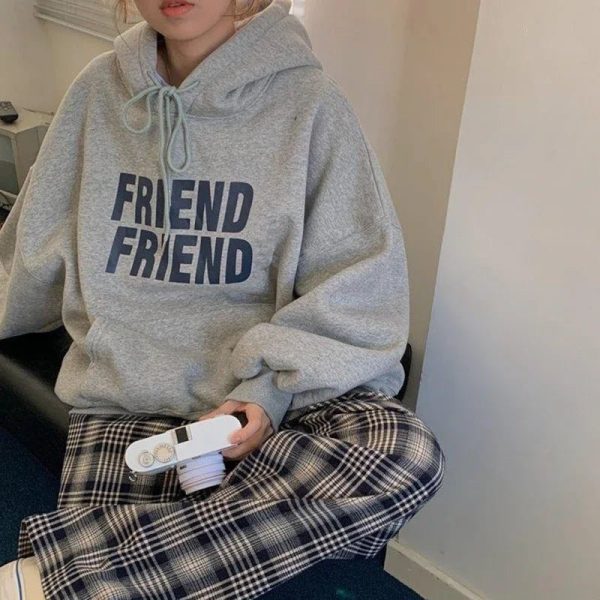 Oversized Friend Graphic Hoodie - Trendy 2000s Fashion Outfit for Y2K Style