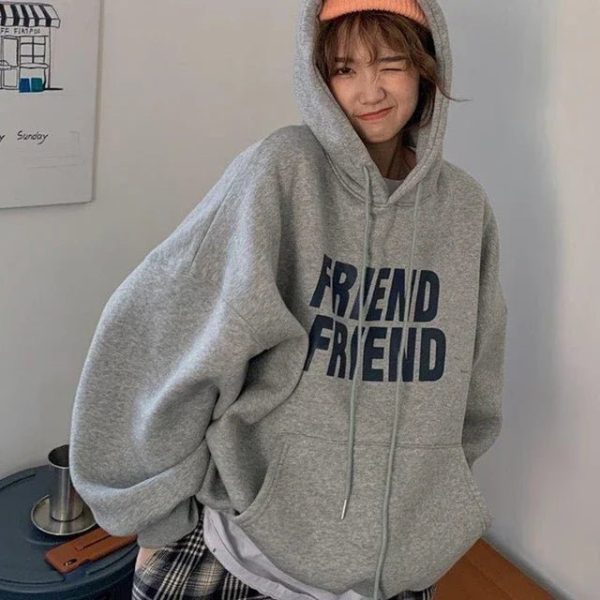 Oversized Friend Graphic Hoodie - Trendy 2000s Fashion Outfit for Y2K Style