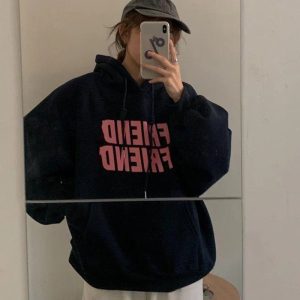 Oversized Friend Graphic Hoodie - Trendy 2000s Fashion Outfit for Y2K Style