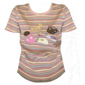 Pastel Breakfast Striped Top - Trendy 2000s Fashion Outfit for Y2K Style