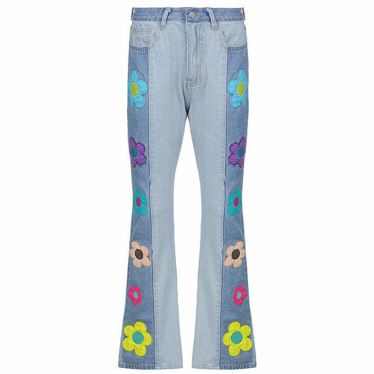 Peace & Petals Indie Kid Jeans - Y2K Fashion Outfit for 2000s Style