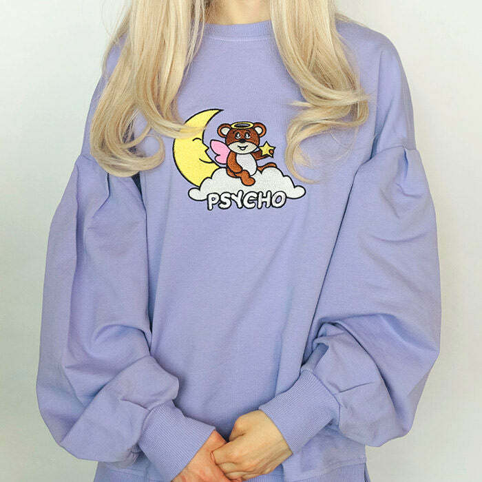 Psycho Bear Sweatshirt - Iconic Y2K Fashion Outfit for Fall 2000s Style