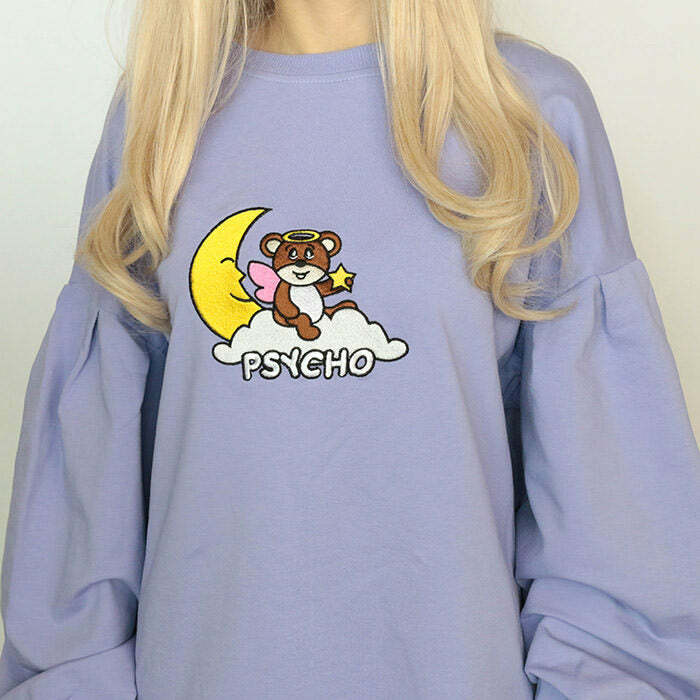 Psycho Bear Sweatshirt - Iconic Y2K Fashion Outfit for Fall 2000s Style