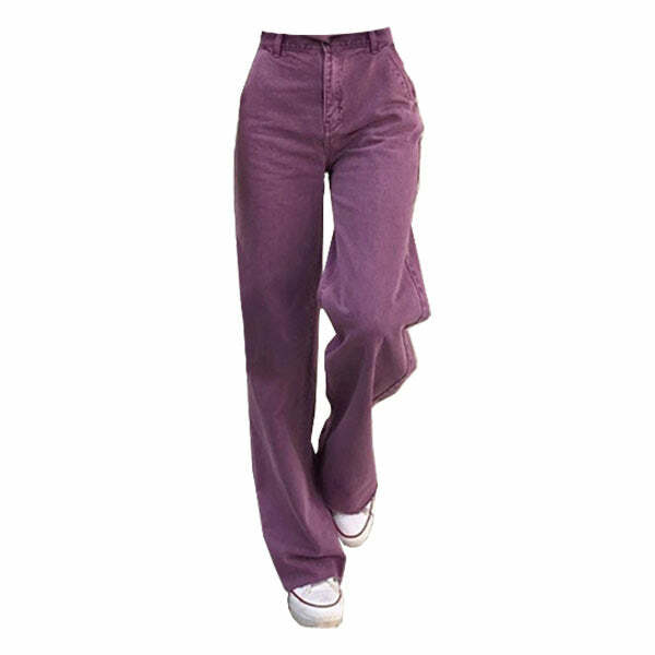 Purple Aesthetic High Waisted Jeans - Y2K Fashion Outfits for Fall 2000s