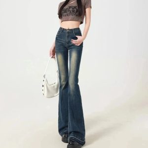 Retro Embroidered Flare Jeans - Iconic Y2K Fashion Outfits for Fall