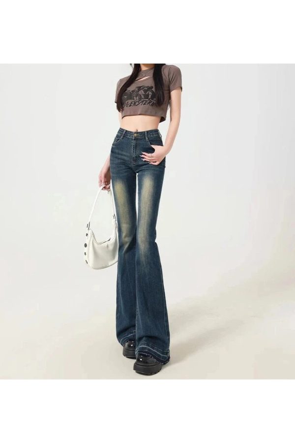 Retro Embroidered Flare Jeans - Iconic Y2K Fashion Outfits for Fall