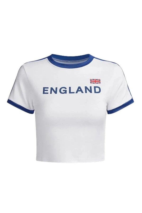 Retro England Ringer Top - Y2K Fashion Outfit, 2000s Style Inspiration