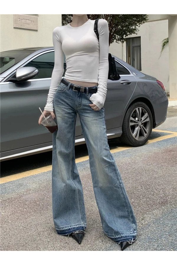 Retro High-Waisted Wide-Leg Jeans for Y2K Fashion & 2000s Outfits