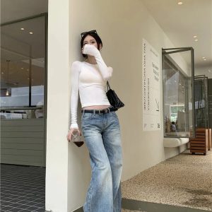 Retro High-Waisted Wide-Leg Jeans for Y2K Fashion & 2000s Outfits