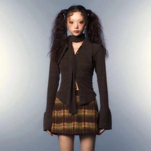 Ribbed Bell Sleeve Knit Top - Cute 2000s Outfits & Y2K Fashion Inspiration