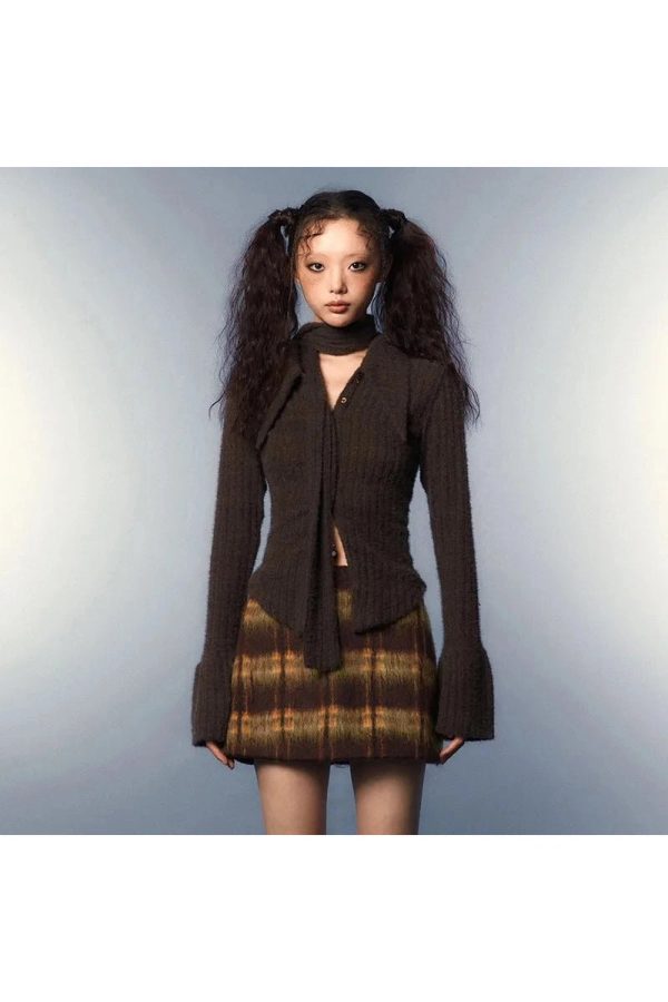 Ribbed Bell Sleeve Knit Top - Cute 2000s Outfits & Y2K Fashion Inspiration