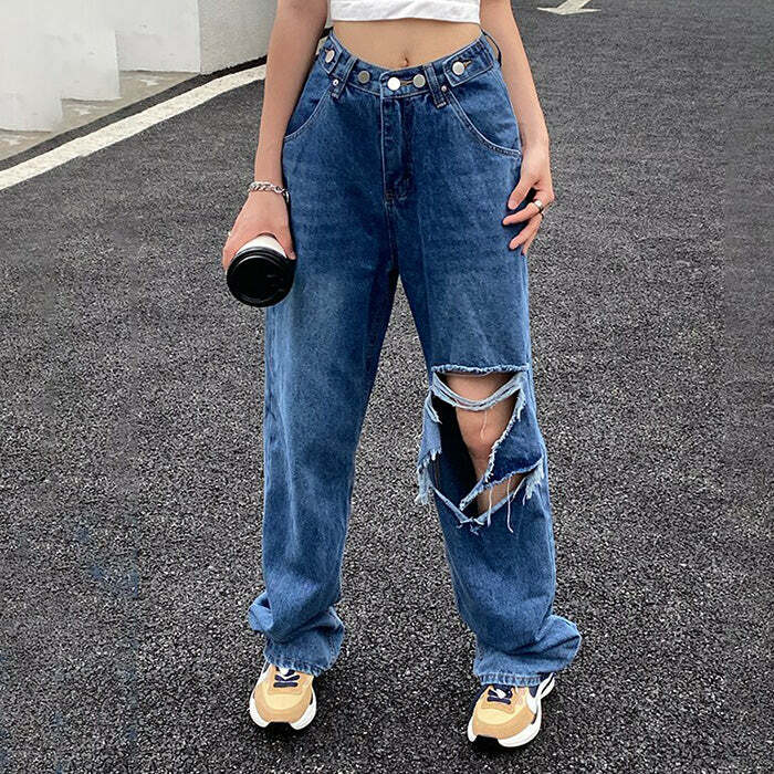 Ripped Baggy Jeans - Iconic Y2K Fashion Outfits for Trendy Women