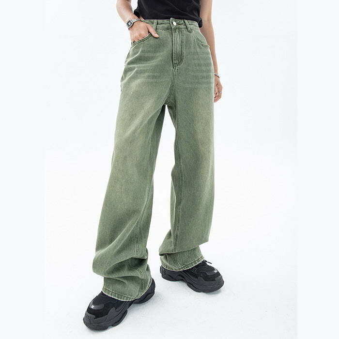 Sage Green Baggy Jeans - Trendy 2000s Fashion Outfits for Y2K Style