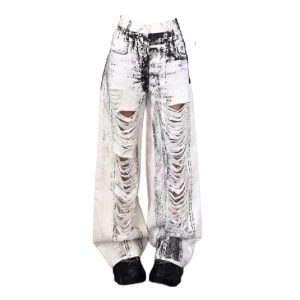 Shattered Chaos Ripped Jeans - Iconic Y2K Fashion Outfit for Fall 2000s