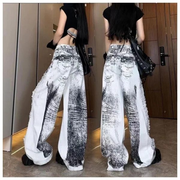 Shattered Chaos Ripped Jeans - Iconic Y2K Fashion Outfit for Fall 2000s