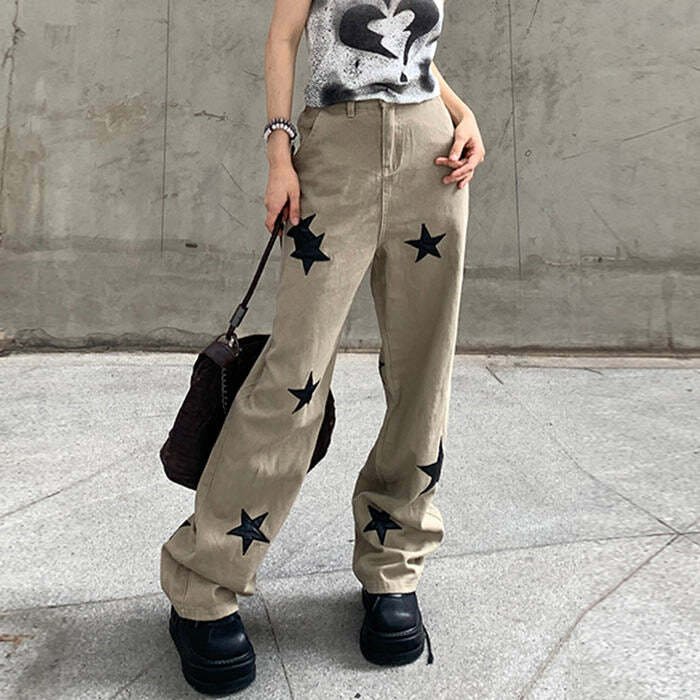 Skater Girl Star Jeans - Cute 2000s Outfits, Y2K Fashion Inspiration