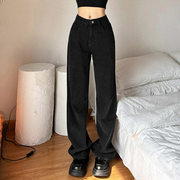 Skeleton Embroidery Jeans - Y2K Flair Jeans Outfit, 2000s Fashion Inspiration