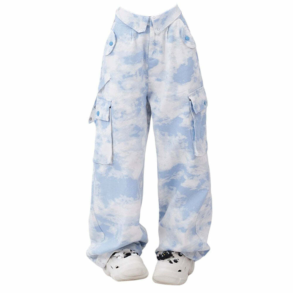 Sky Blue Cargo Pants - Trendy 2000s Fashion Outfit for Y2K Aesthetic