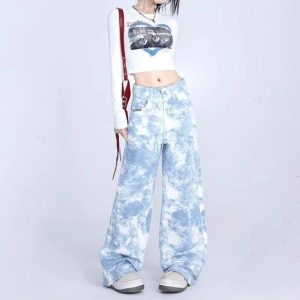 Sky Wash Wide-Leg Jeans - Cute 2000s Outfits, Y2K Fashion Inspiration