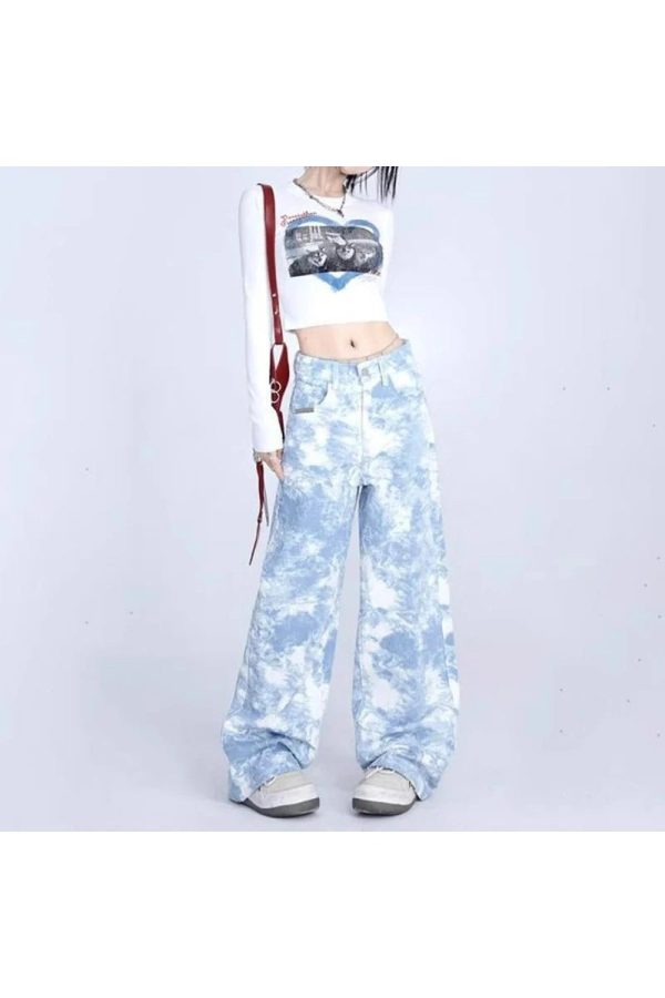 Sky Wash Wide-Leg Jeans - Cute 2000s Outfits, Y2K Fashion Inspiration