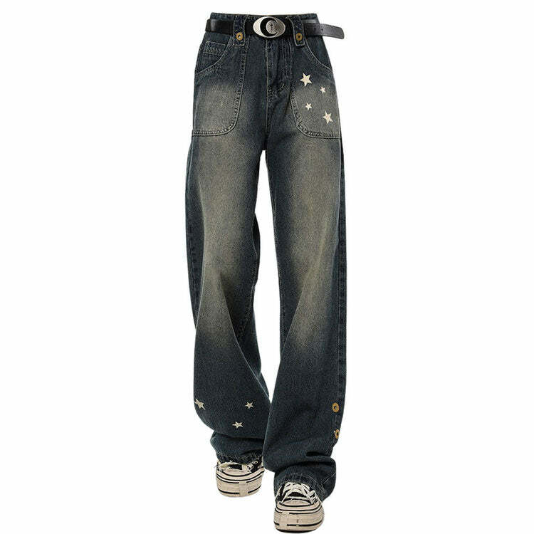 Star Child Wide Leg Jeans - Cute 2000s Outfits, Y2K Fashion Inspiration