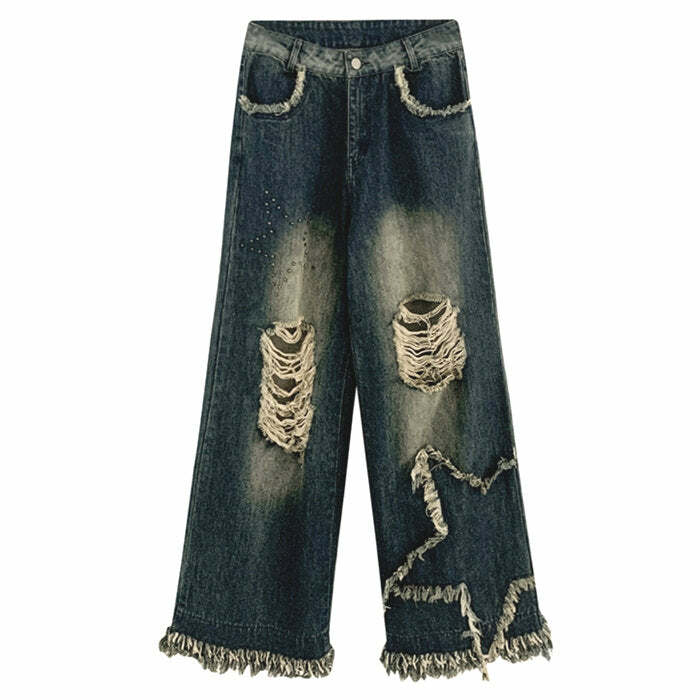 Star Girl Destroyed Jeans - Iconic Y2K Fashion Outfit for Trendy Women