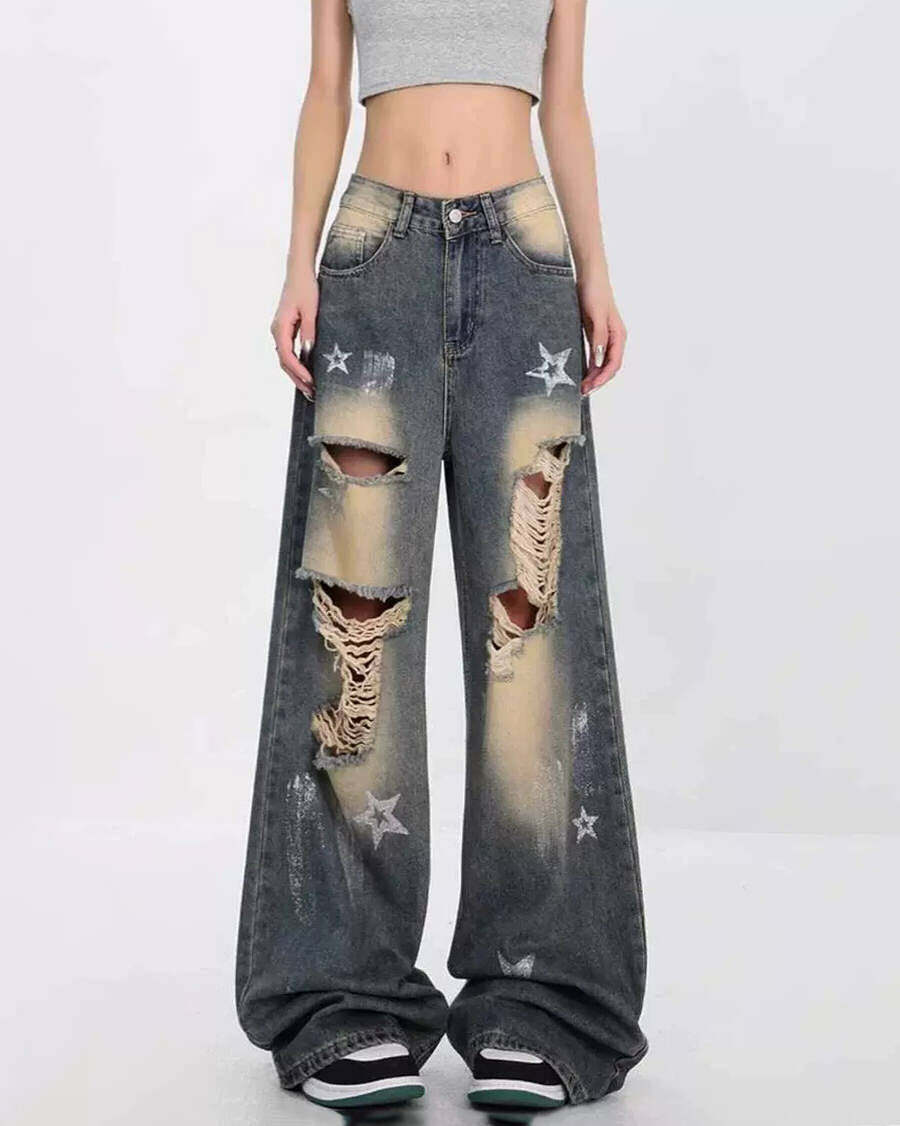 Star Girl Distressed Jeans - Cute 2000s Outfits, Y2K Fashion Inspiration