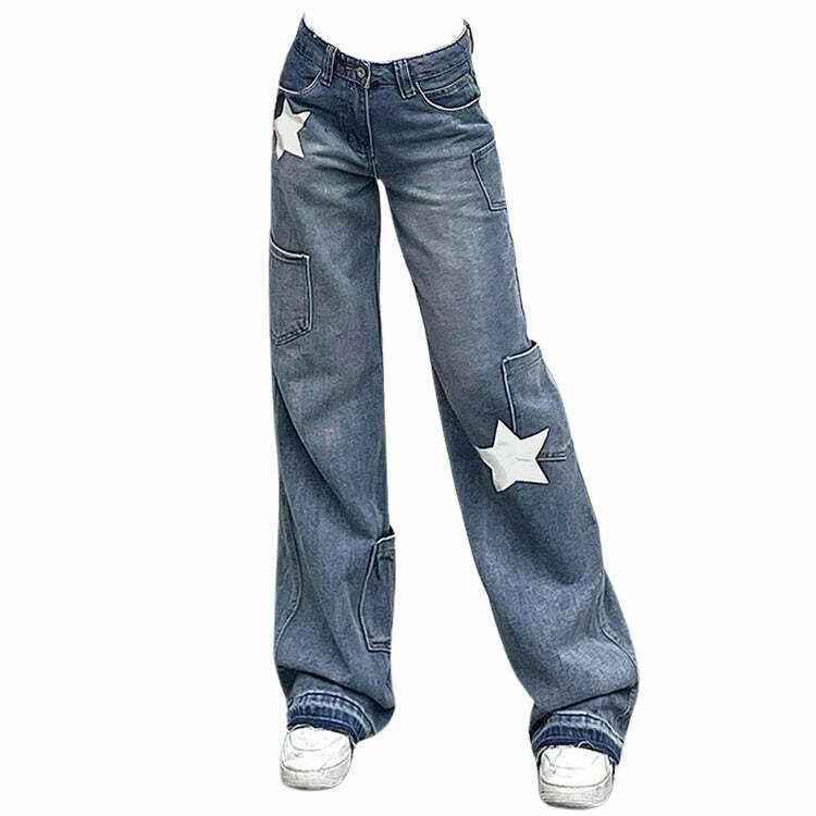 Star Print Y2K Style Jeans - Cute 2000s Outfits & Vintage Fashion