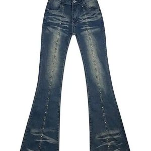 Stellar Studded Flare Jeans - Iconic Y2K Fashion Outfit for Fall 2000s