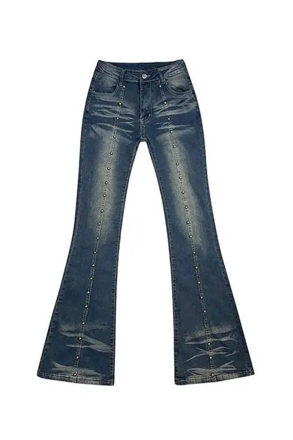 Stellar Studded Flare Jeans - Iconic Y2K Fashion Outfit for Fall 2000s