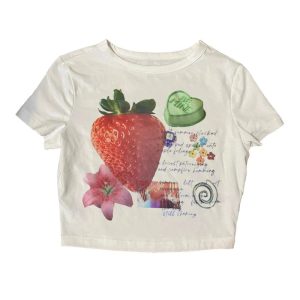 Strawberry Dreams Collage Top - Trendy Y2K Fashion Outfit for Fall 2000s