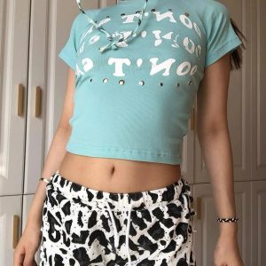 Studded Graphic Baby Top - Iconic Y2K Fashion Outfit for Trendy Women