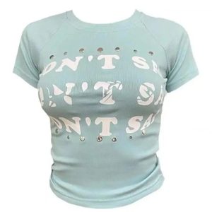 Studded Graphic Baby Top - Iconic Y2K Fashion Outfit for Trendy Women