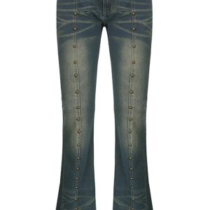 Studded Midnight Flare Jeans - Iconic Y2K Fashion Outfit for Fall 2000s