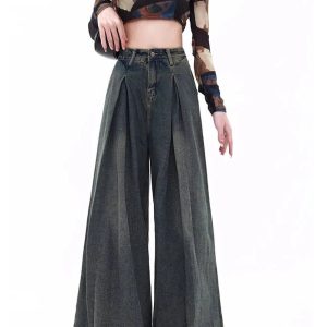 Ultra Wide-Leg Baggy Jeans - Iconic Y2K Fashion Outfits for Trendy Women