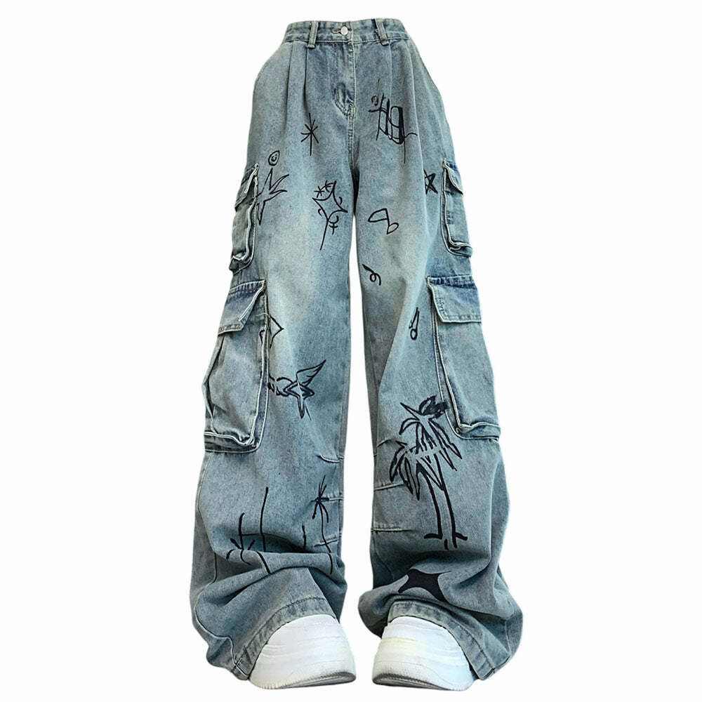 Urban Art Cargo Jeans - Trendy 2000s Fashion Outfits for Y2K Style