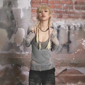 Urban Edge Fishnet Top - Iconic Y2K Fashion Outfit for Trendy Women