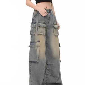 Urban Explorer Cargo Jeans - Trendy 2000s Fashion Outfits for Y2K Style