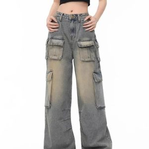 Urban Explorer Cargo Jeans - Trendy 2000s Fashion Outfits for Y2K Style