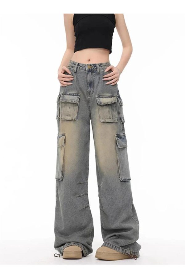 Urban Explorer Cargo Jeans - Trendy 2000s Fashion Outfits for Y2K Style