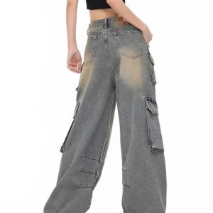 Urban Explorer Cargo Jeans - Trendy 2000s Fashion Outfits for Y2K Style