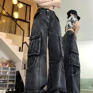 Urban Utility Cargo Jeans - Y2K Fashion Outfit for 2000s Style Aesthetic