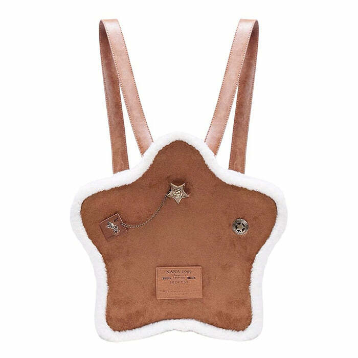 Vanilla Girl Sheepskin Star Backpack - Y2K Fashion Aesthetic Bag