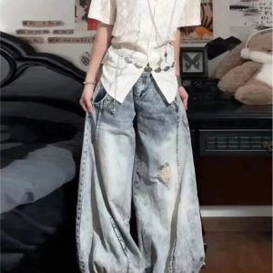 Vintage Balloon Wide-Leg Jeans - Iconic Y2K Fashion Outfits for Women