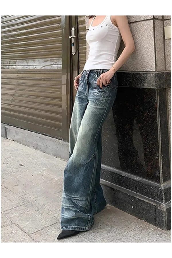 Vintage Fade Wide-Leg Jeans - Iconic Y2K Fashion Outfits for Fall 2000s