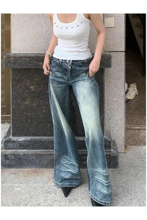 Vintage Fade Wide-Leg Jeans - Iconic Y2K Fashion Outfits for Fall 2000s