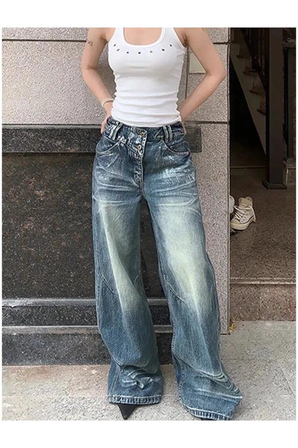 Vintage Fade Wide-Leg Jeans - Iconic Y2K Fashion Outfits for Fall 2000s