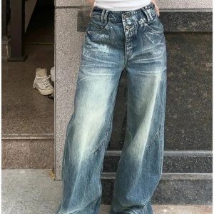 Vintage Fade Wide-Leg Jeans - Iconic Y2K Fashion Outfits for Fall 2000s