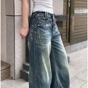 Vintage Fade Wide-Leg Jeans - Iconic Y2K Fashion Outfits for Fall 2000s