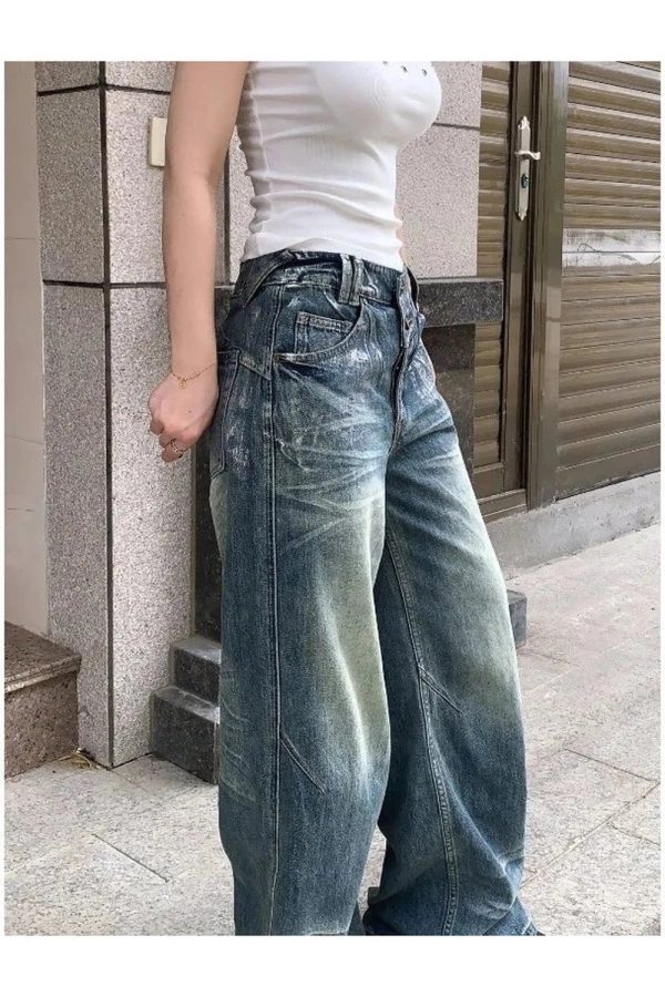 Vintage Fade Wide-Leg Jeans - Iconic Y2K Fashion Outfits for Fall 2000s